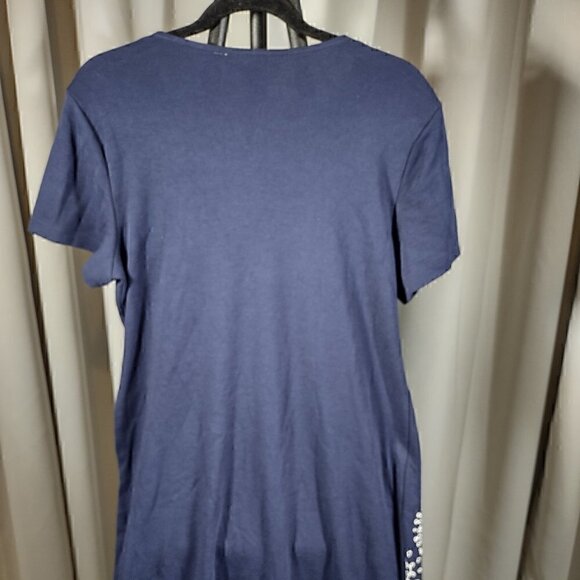 Karen Scott Faux Embroidered Split Neck Dress Size PL - Picture 4 of 8